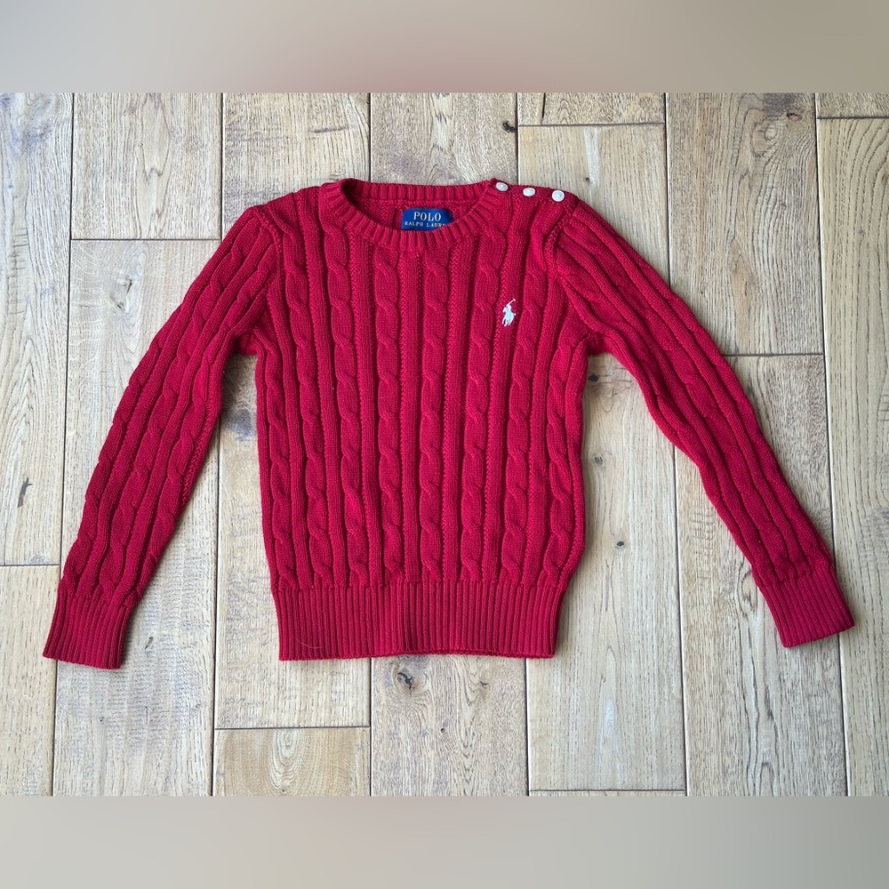 Polo Ralph Lauren Red Cable Knit Sweater size 6